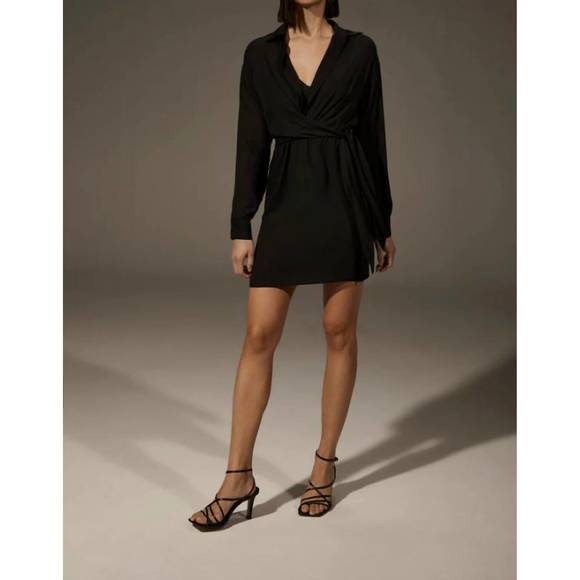 NEW KRISA wrap shirt dress in black - Picture 2 of 3